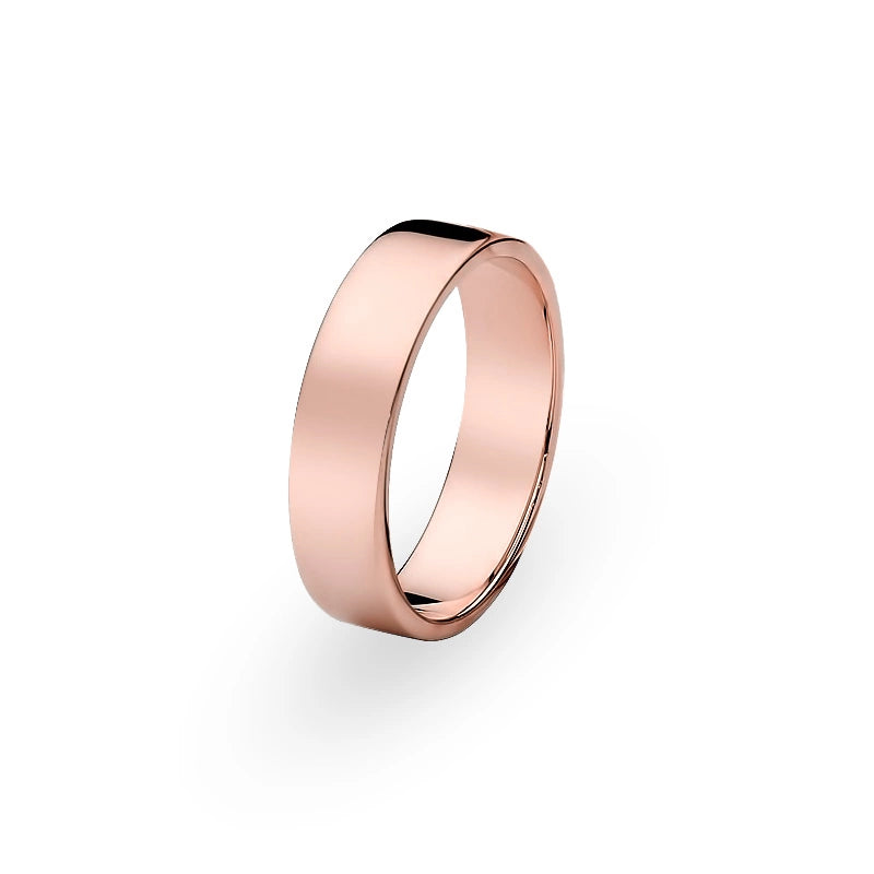 Classic Flat Single Gold Wedding Band Ring 6mm