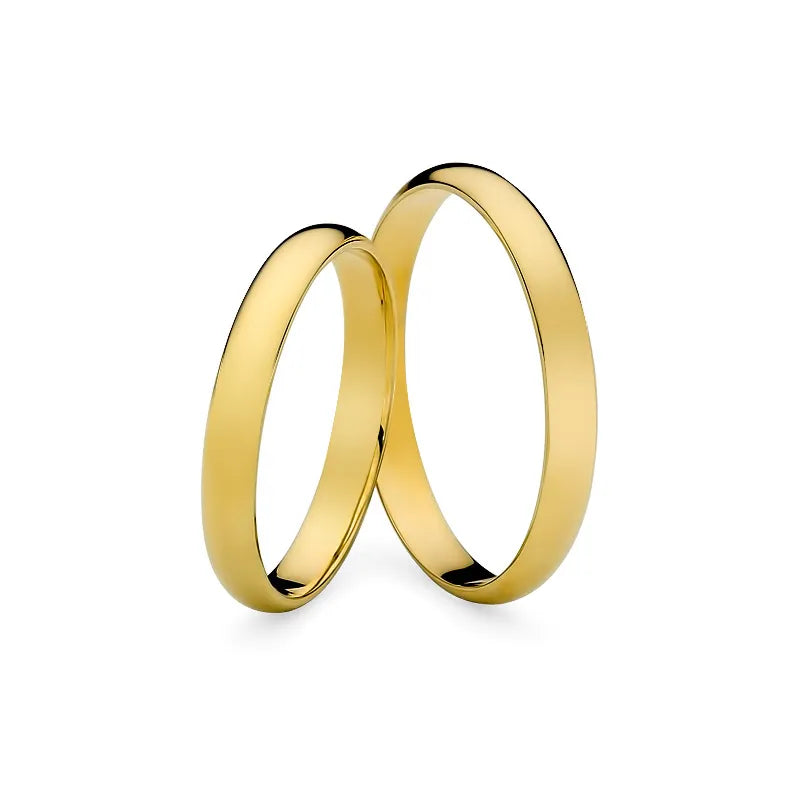 Klassische halbrunde Eheringe aus Gold 3 mm