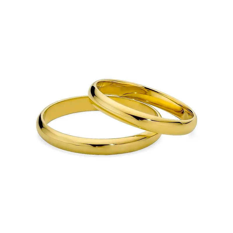Classic Half-round Gold Wedding Bands Rings 3mm