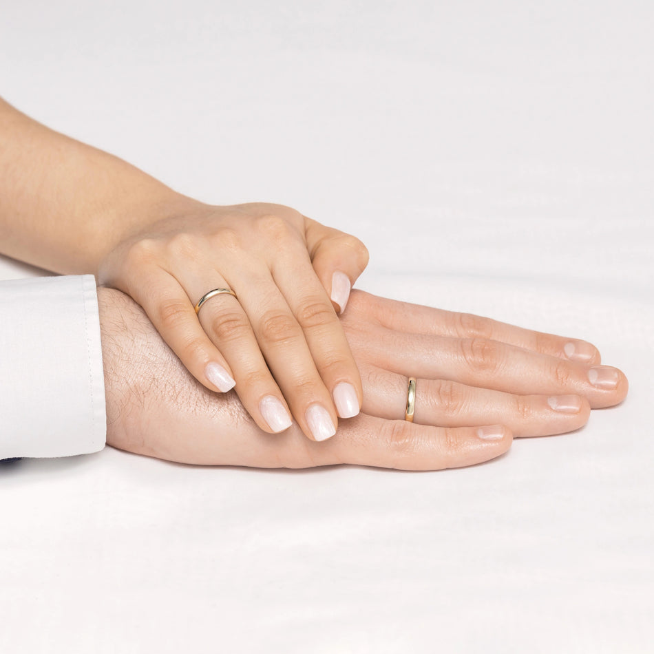 Classic Half-round Gold Wedding Bands Rings 3mm