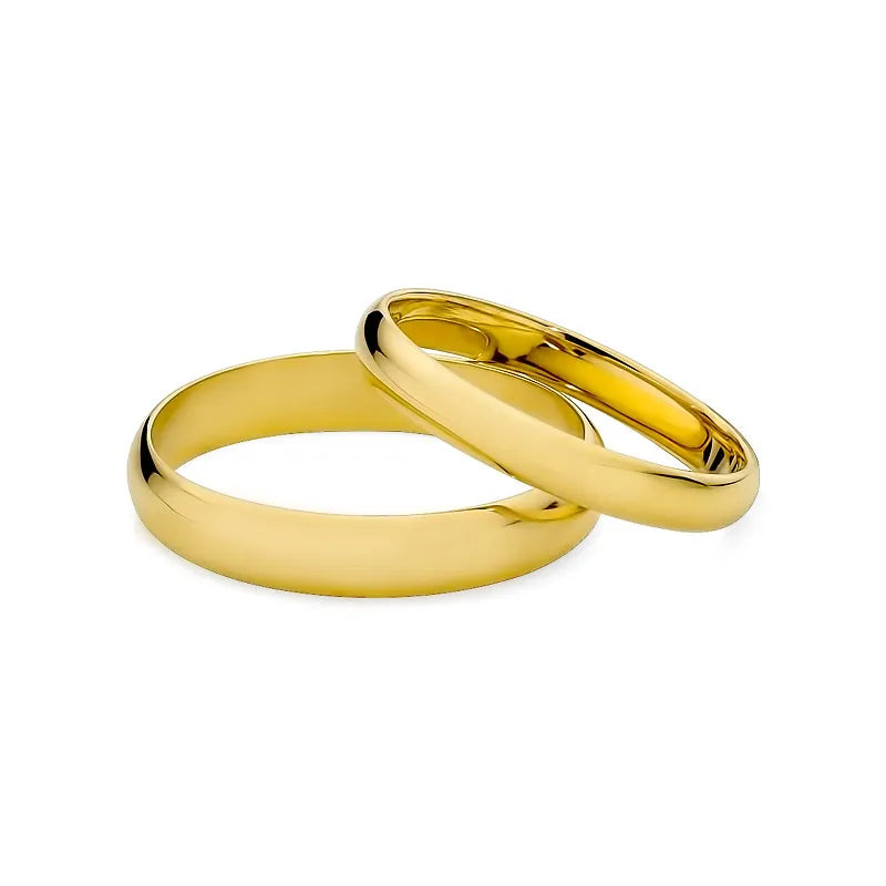 Classic Half-round Gold Wedding Bands Rings 3 and 4mm