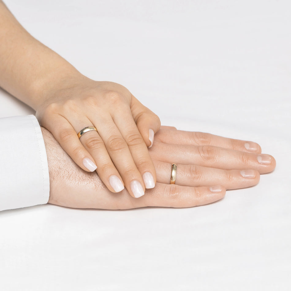 Classic Half-round Single Gold Wedding Band Ring 4mm