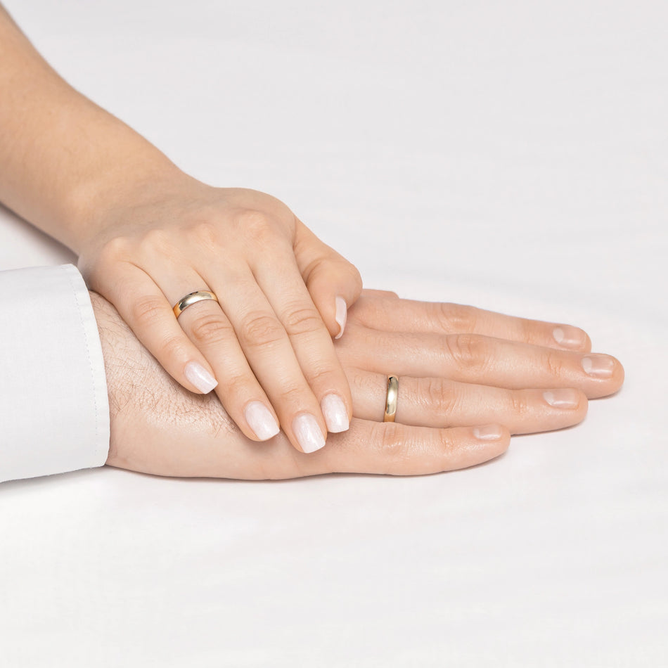 Classic Half-round Gold Wedding Bands Rings 4mm