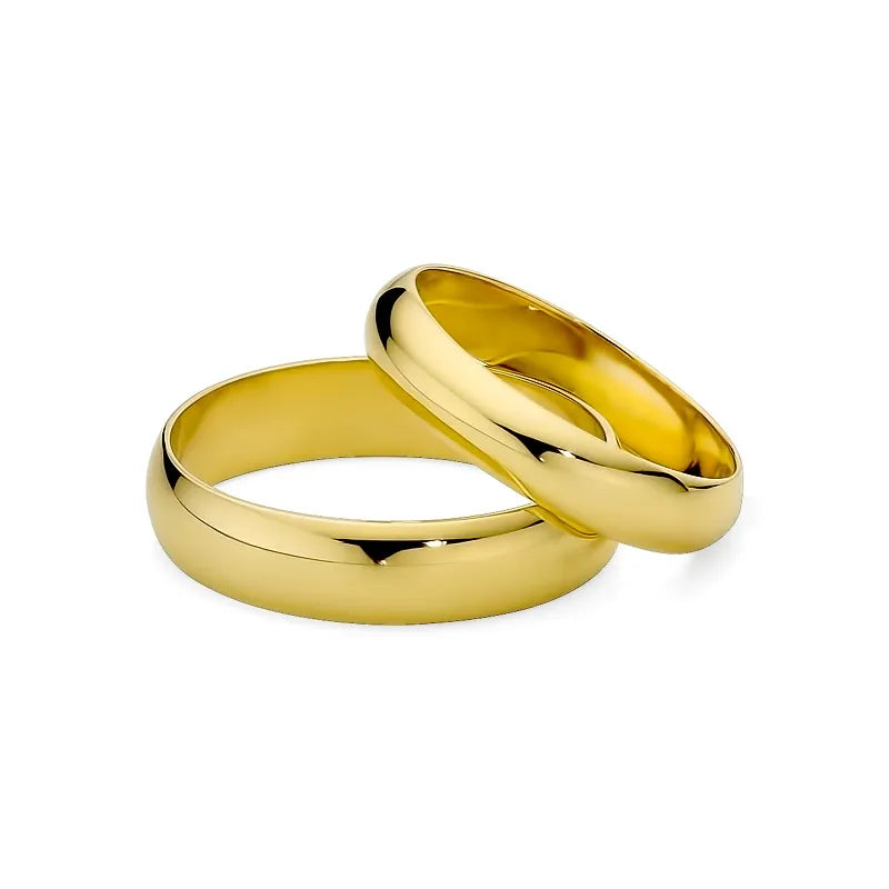 Classic Half-round Gold Wedding Bands Rings 4 and 5mm