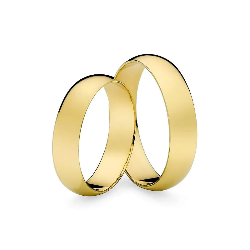 Klassische halbrunde Eheringe aus Gold 5 mm