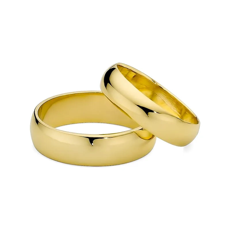 Klassische halbrunde Eheringe aus Gold, 5 und 6 mm