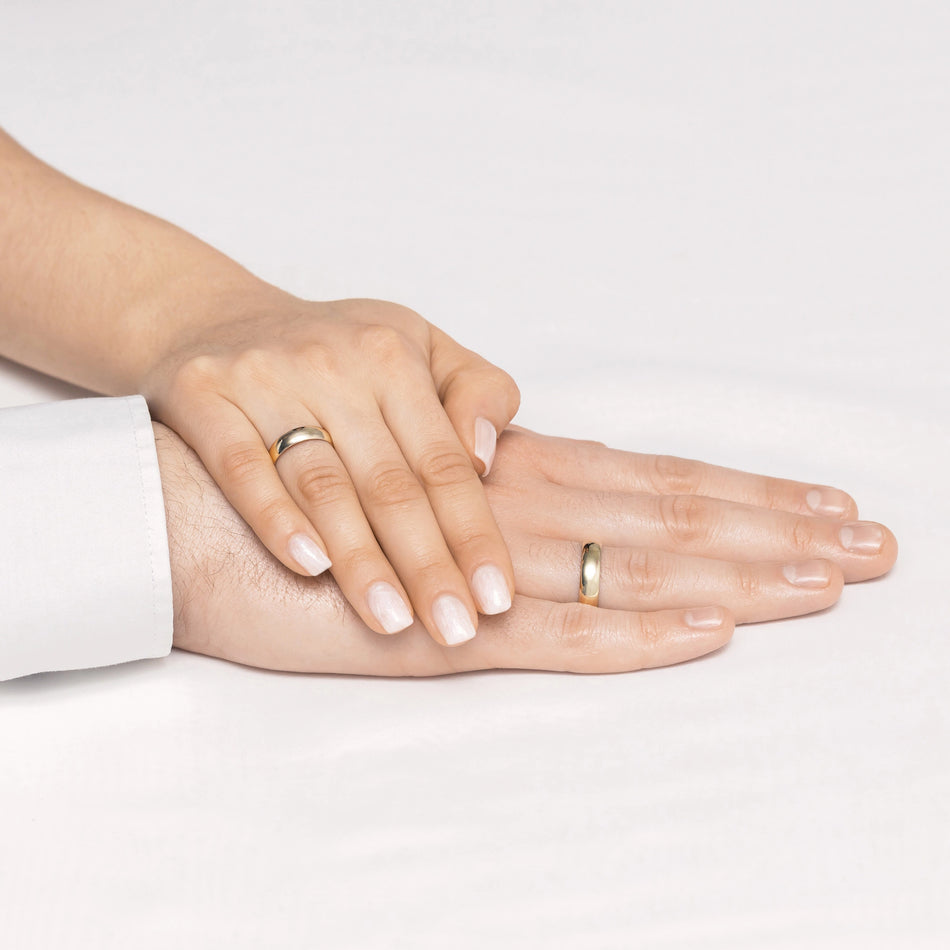 Classic Half-round Single Gold Wedding Band Ring 6mm