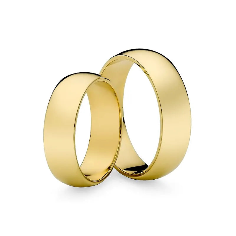 Klassische halbrunde Eheringe aus Gold 6 mm