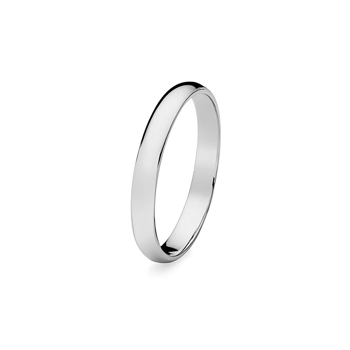 Klassischer Halb-runder Weißgold Ehering 3mm