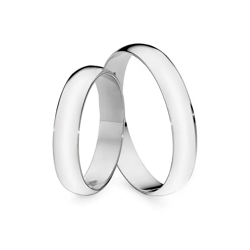 Klassische Halb-runde Weißgold Eheringe 4mm