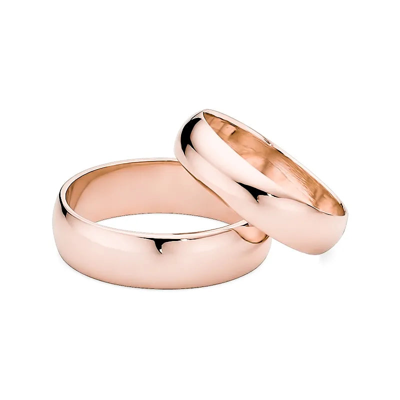 Classic Half-round Gold Wedding Bands Rings 5 and 6mm