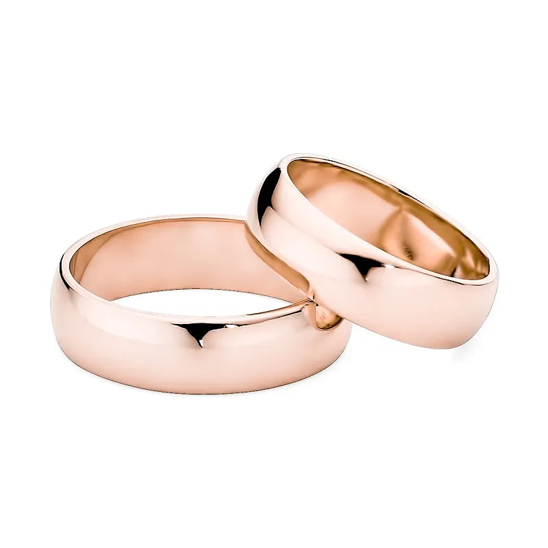 Classic Half-round Gold Wedding Bands Rings 6mm