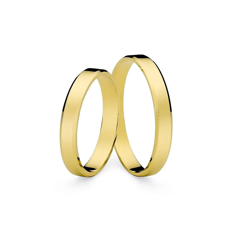 Klassische flache abgeschrägte gold Eheringe 3mm