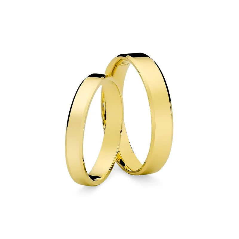 Klassische flache abgeschrägte gold Eheringe 3 und 4 mm