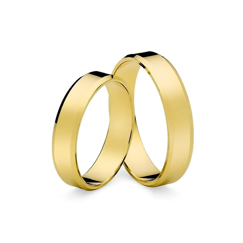 Klassische flache abgeschrägte gold Eheringe 4mm