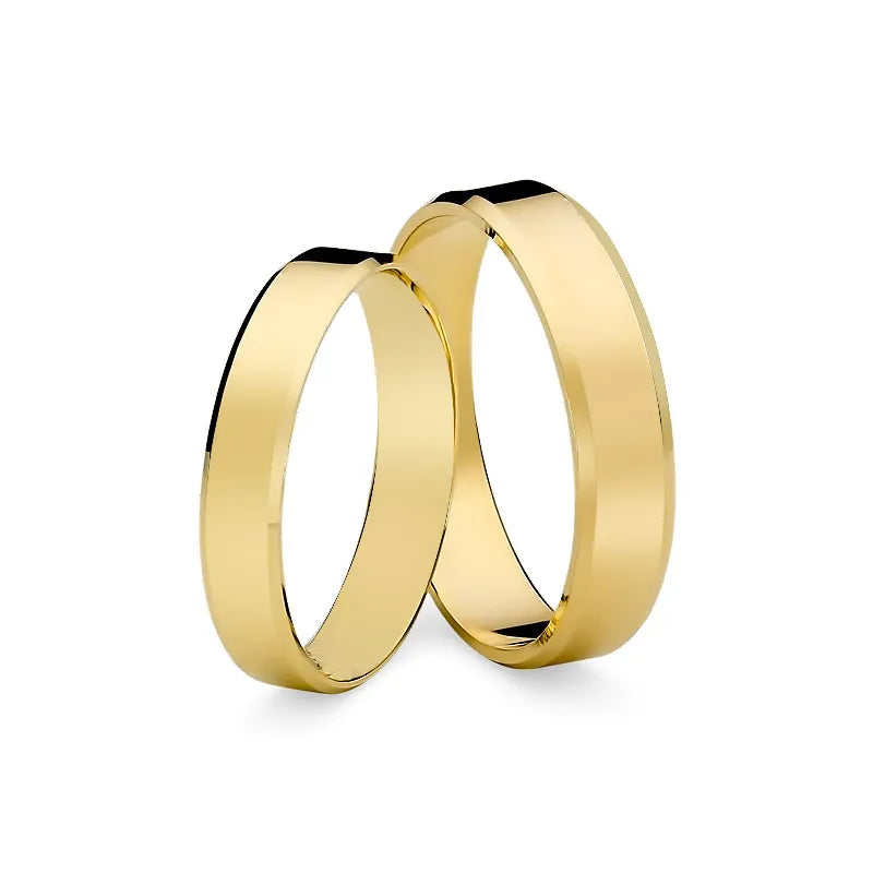 Klassische flache abgeschrägte gold Eheringe 4 und 5 mm