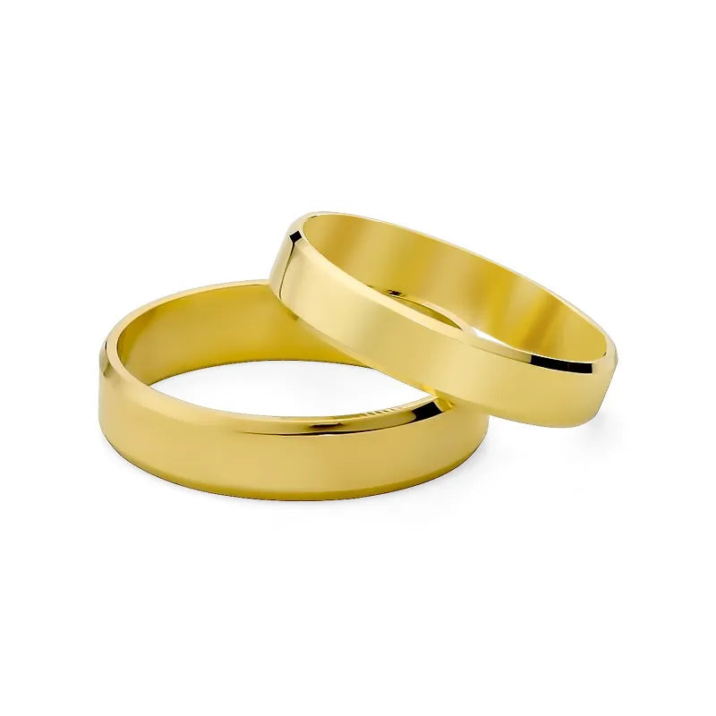 Classic Flat Beveled Gold Wedding Bands Rings 4 and 5mm
