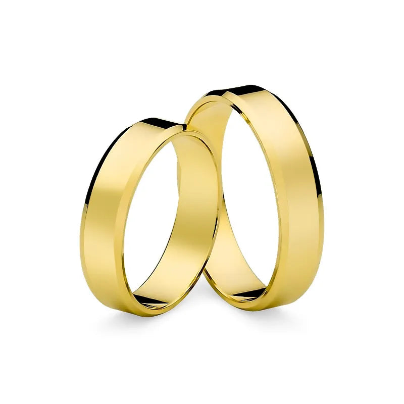 Klassische flache abgeschrägte gold Eheringe 5mm