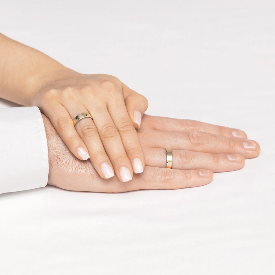 Classic Flat Beveled Gold Wedding Bands Rings 5mm