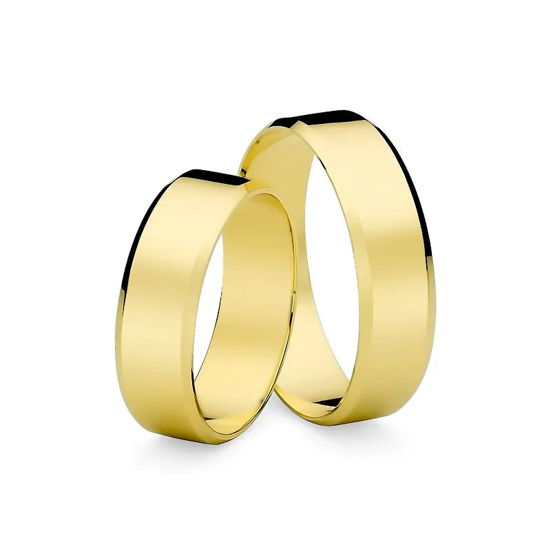 Klassische flache abgeschrägte gold Eheringe 6mm