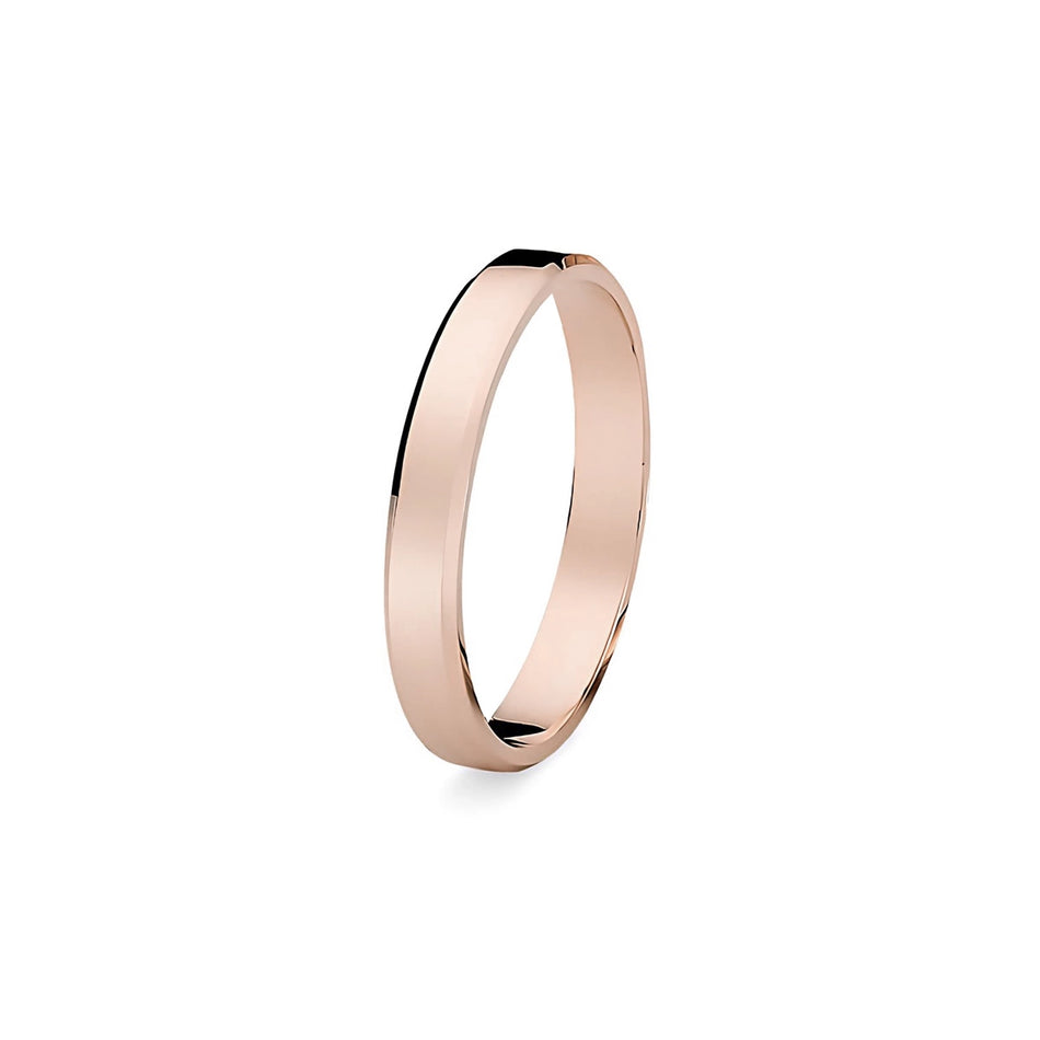 Classic Flat Beveled Single Gold Wedding Band Ring 2mm