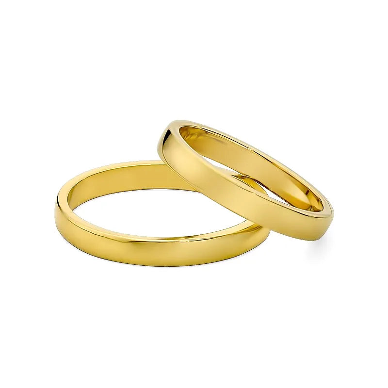 Classic Slightly Rounded Gold Wedding Bands Rings 3mm