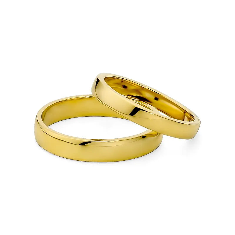 Classic Slightly Rounded Gold Wedding Bands Rings 3 and 4mm