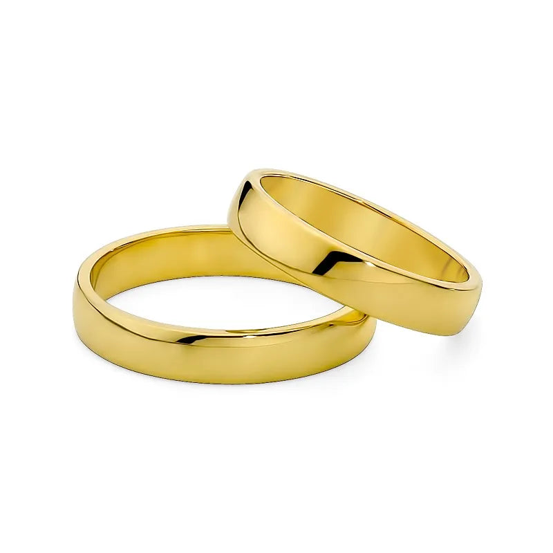 Classic Slightly Rounded Gold Wedding Bands Rings 4mm