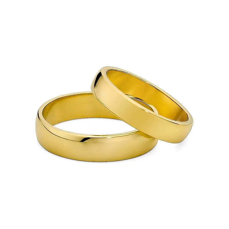 Classic Slightly Rounded Gold Wedding Bands Rings 4 and 5mm