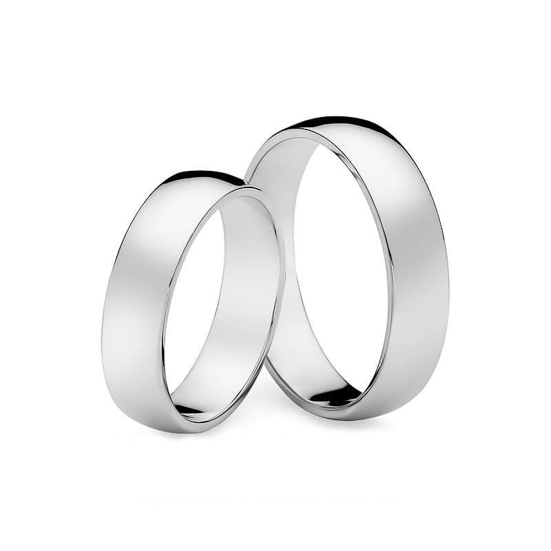 Classic Slightly Rounded White Gold Wedding Bands Rings 5mm
