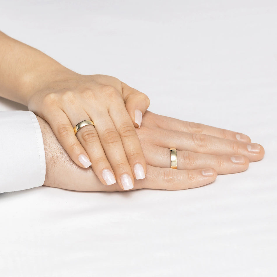 Classic Slightly Rounded Gold Wedding Bands Rings 5 and 6mm