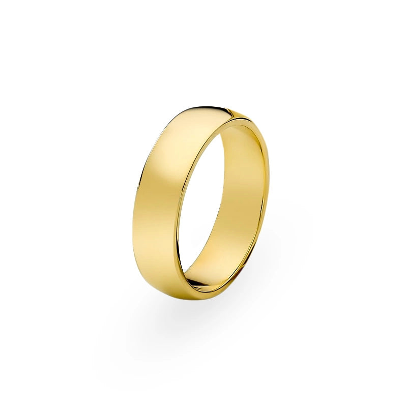 Classic Slightly Rounded Single Gold Wedding Band Ring 6mm