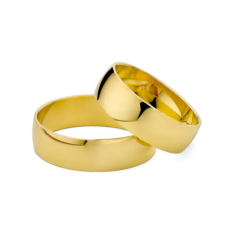 Classic Slightly Rounded Gold Wedding Bands Rings 6mm