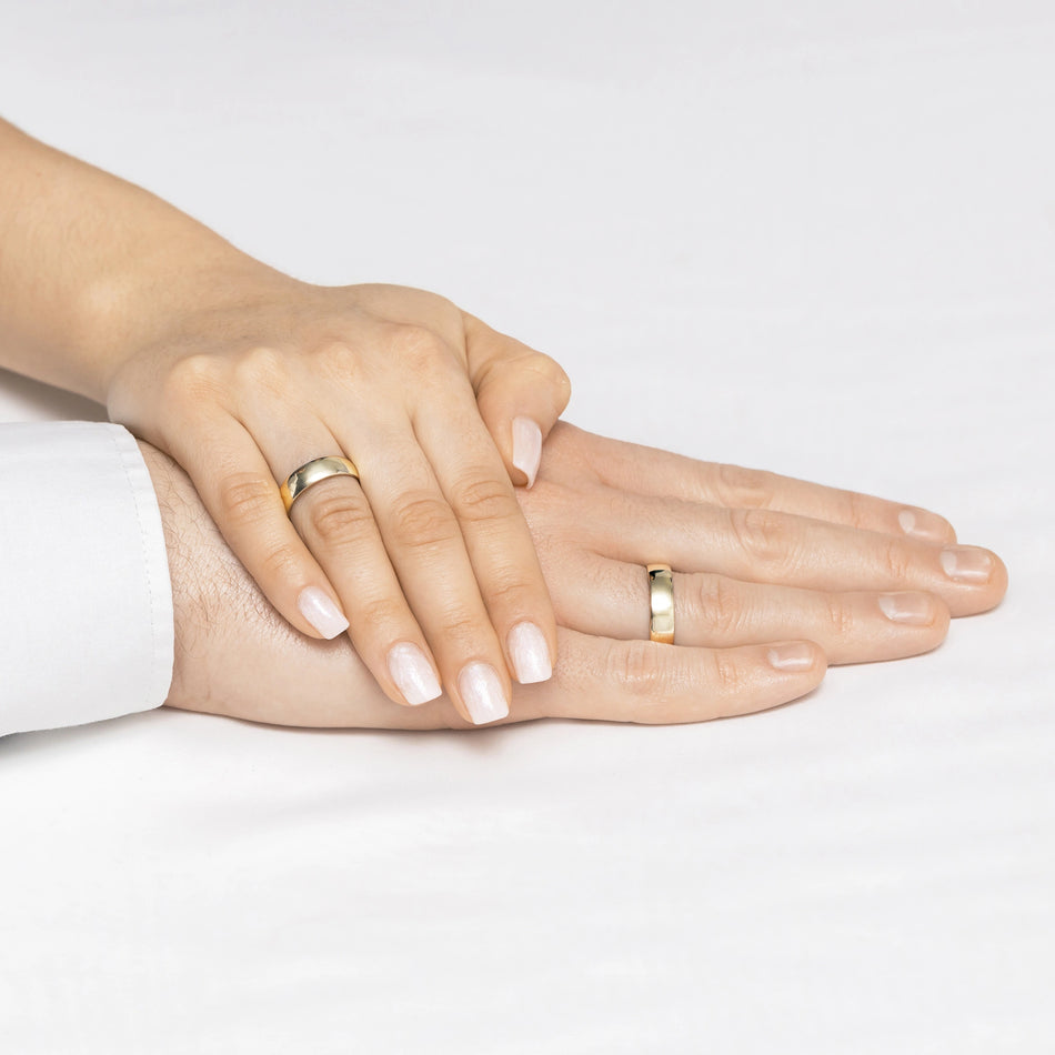 Classic Slightly Rounded Gold Wedding Bands Rings 6mm