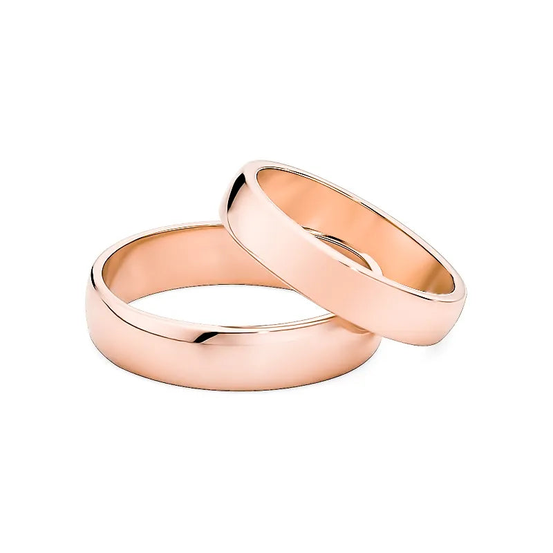 Classic Slightly Rounded Gold Wedding Bands Rings 4 and 5mm