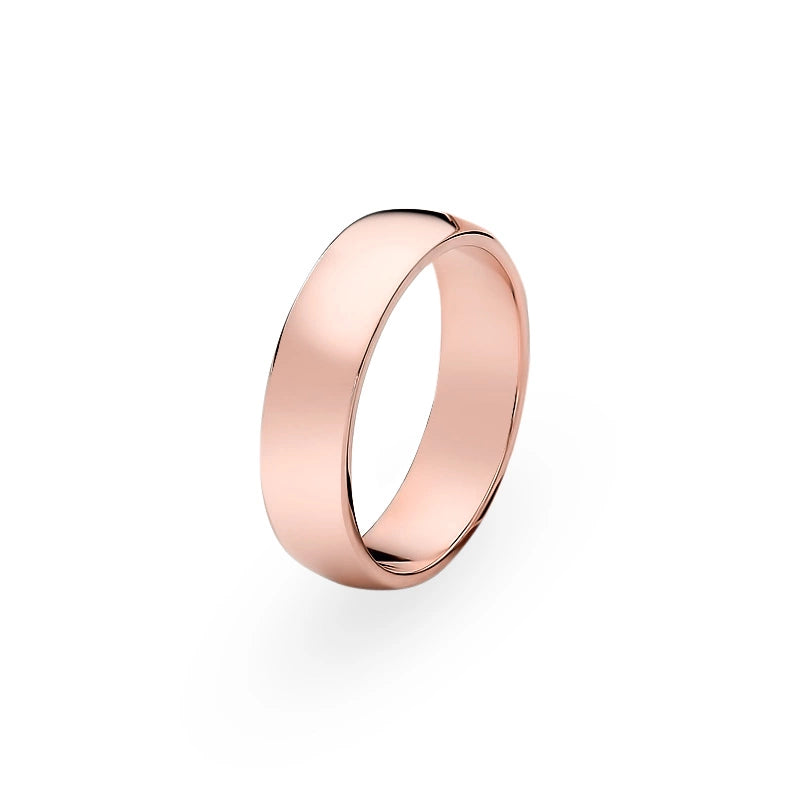Classic Slightly Rounded Single Gold Wedding Band Ring 6mm