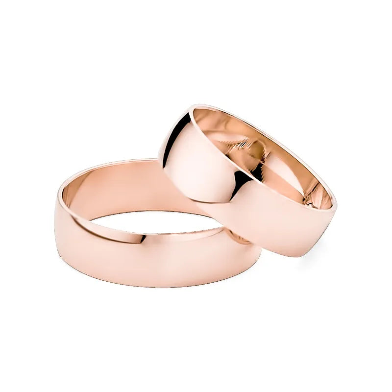 Classic Slightly Rounded Gold Wedding Bands Rings 6mm