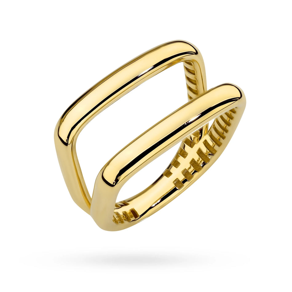 Smooth rectangular gold ring