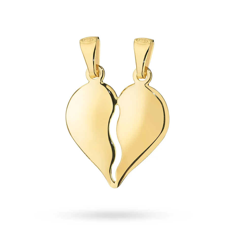 Anhänger aus vergoldetem Silber in geteiltem Herz für Paare