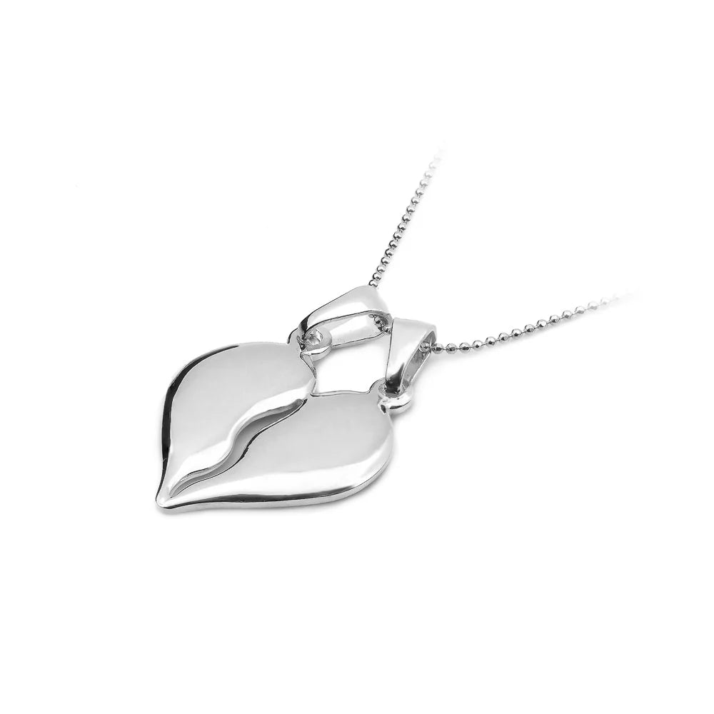 Teilbarer Partner-Herzanhänger aus Sterlingsilber mit kostenloser Gravuroption