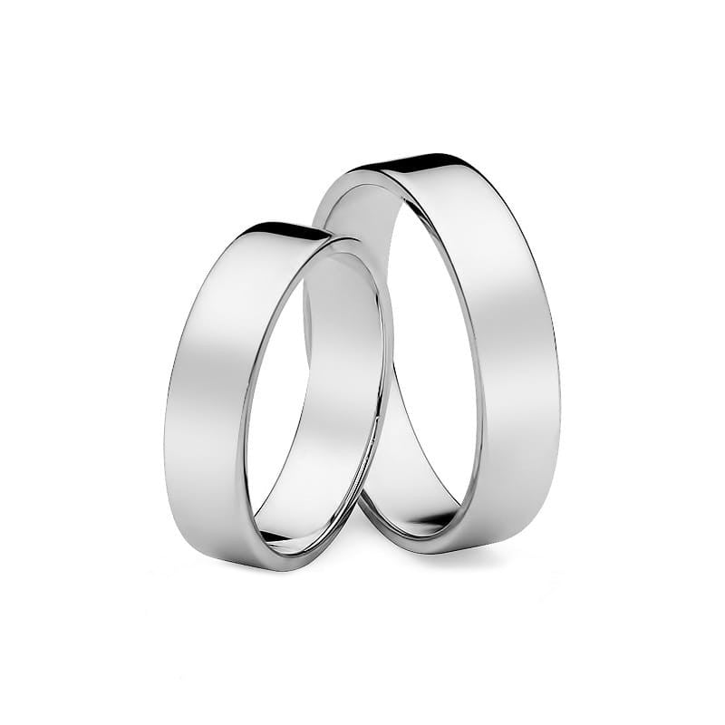 Klassische Flach Weißgold Eheringe 5mm
