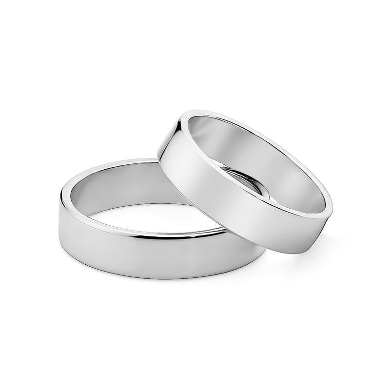Klassische Flach Weißgold Eheringe 5mm