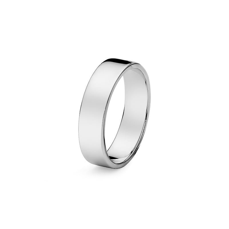 Klassischer Flach Weißgold Ehering 5mm