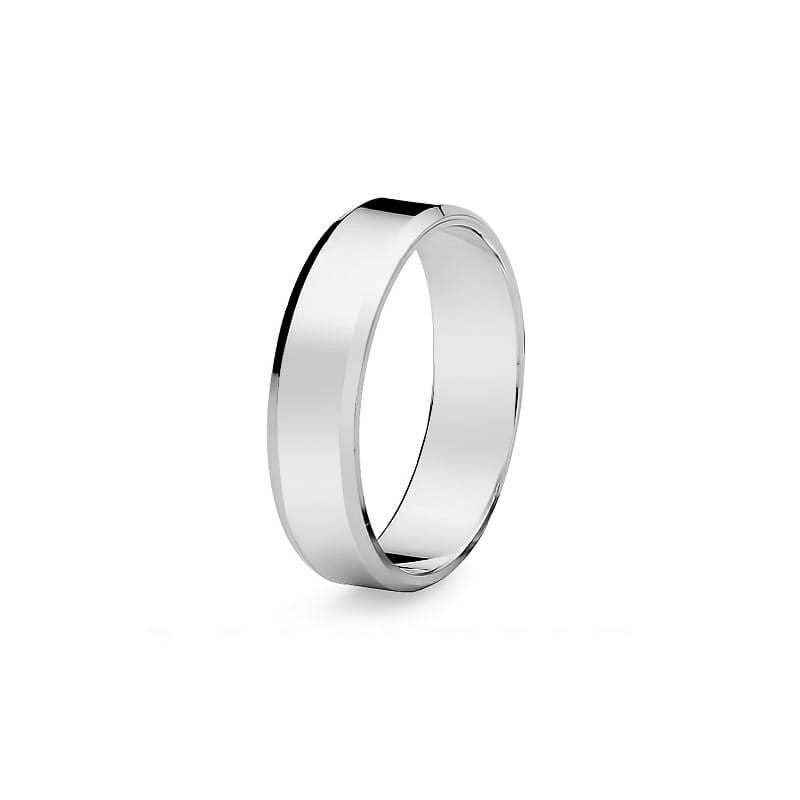 Classic Flat Beveled Single Gold Wedding Band Ring 5mm