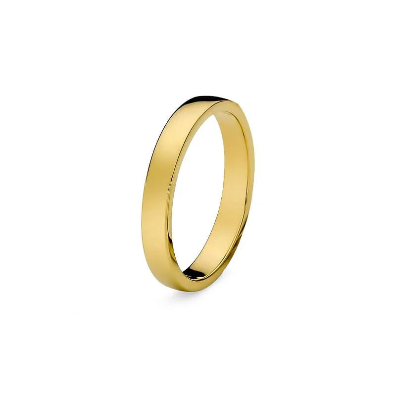 Classic Slightly Rounded Single Gold Wedding Band Ring 3mm