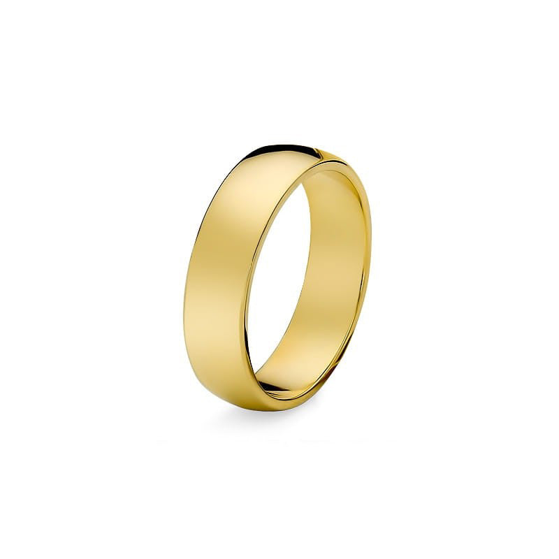 Classic Slightly Rounded Single Gold Wedding Band Ring 5mm