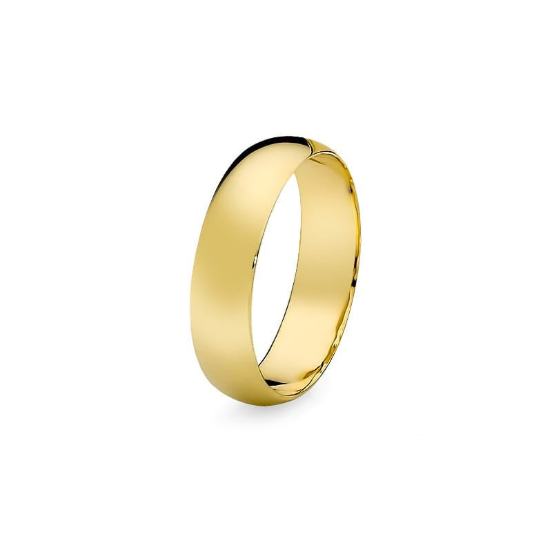Classic Half-round Single Gold Wedding Band Ring 5mm