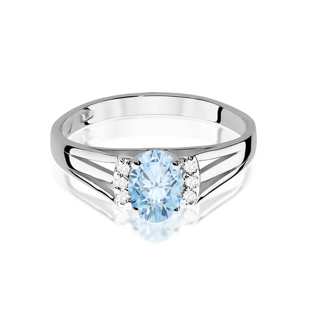 White Gold engagement ring with Oval 0.50 ct Central and 0.052 ct Sideline Lab-grown Diamonds by GREMARI, 14K (585) gold