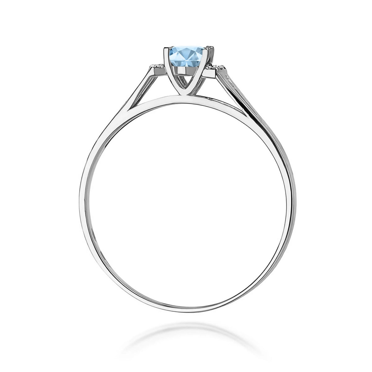 GREMARI 14K (585) White Gold engagement ring with Oval 0.50 ct Central and 0.052 ct Sideline Lab-grown Diamonds
