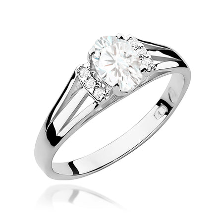 GREMARI White Gold engagement ring with Oval 0.40 ct Central and 0.052 ct Sideline Lab-grown Diamonds